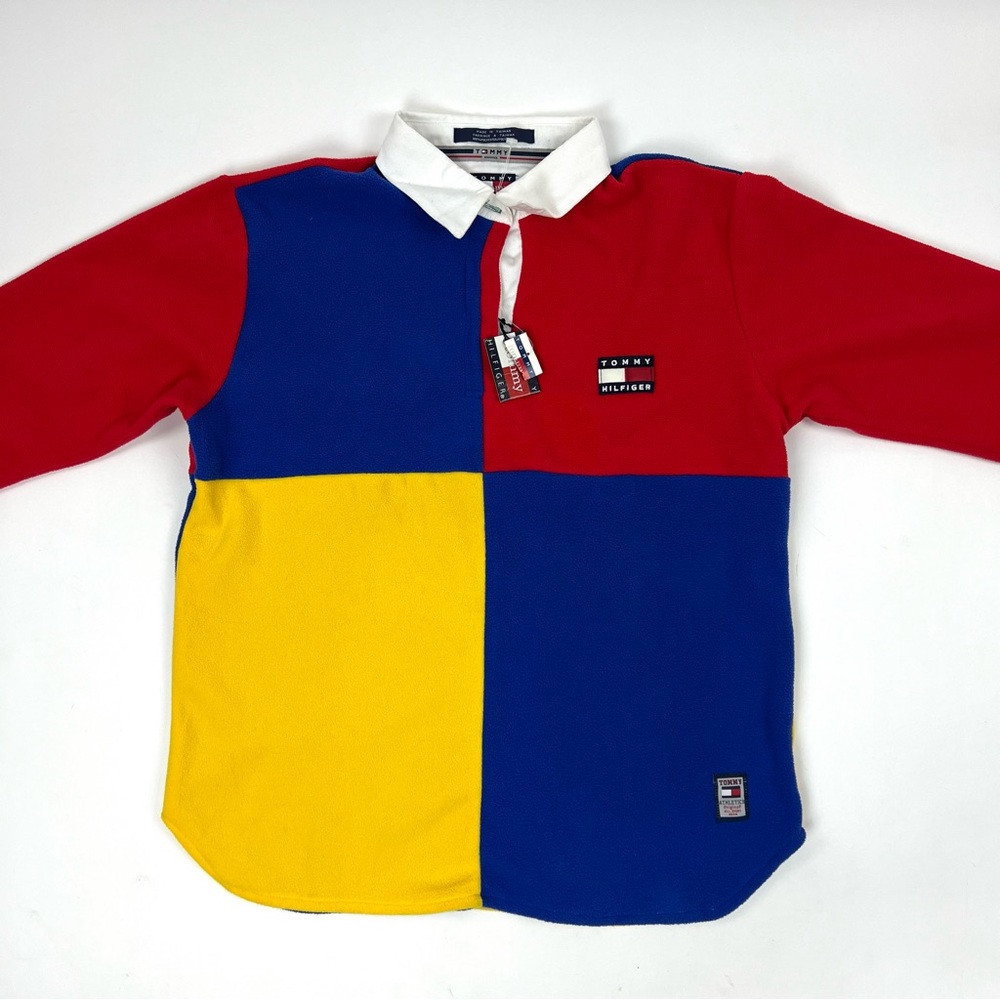 Vintage NWT Tommy Hilfiger colorblock fleece polo